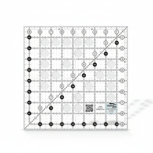 Creative Grids CGR9 nine and a half inch square quilt ruler with non slip ring grips
