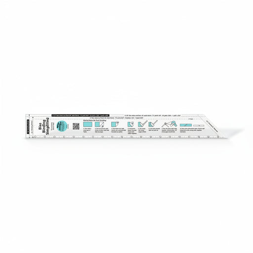 Creative Grids CGRABB1 bias binding simplified quilt ruler with printed yardage charts and step by step illustrations.