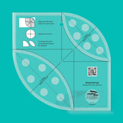 Creative Grids CGRATK1 round up tool quilt template displaying multi radius curved tracking lines and grid markings.