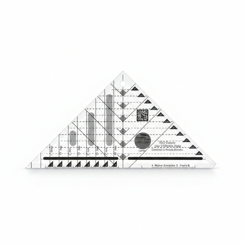 Creative Grids CGRBH1 half square four in one triangle quilt ruler with multi function grid lines.