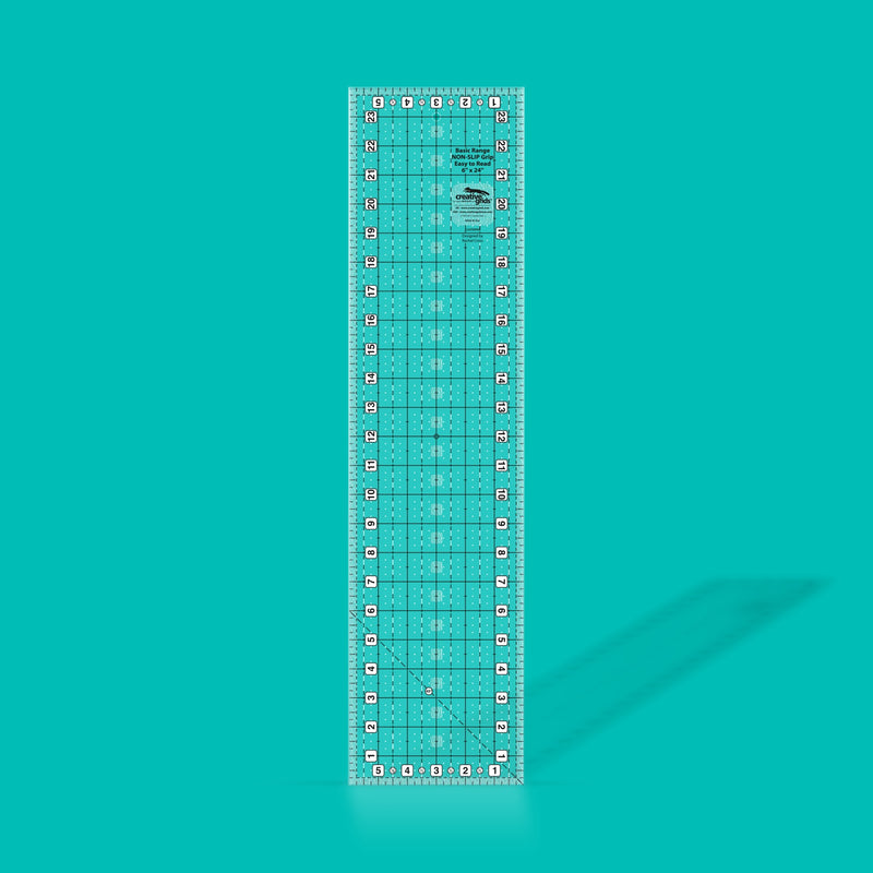 Creative Grids CGRBR6 six by twenty four inch rectangle basic range quilt ruler with non slip backing.