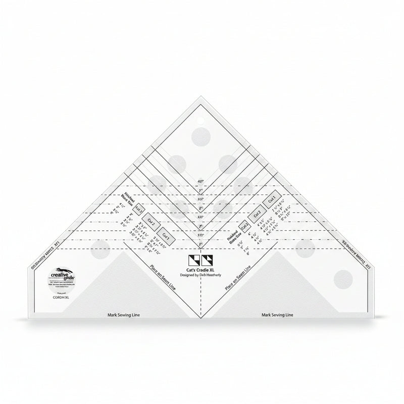 Creative Grids CGRDH1XL cat's cradle ruler XL tool showing clear layout lines and trimming zones.