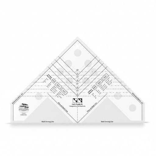 Creative Grids CGRDH1XL cat's cradle ruler XL tool showing clear layout lines and trimming zones.