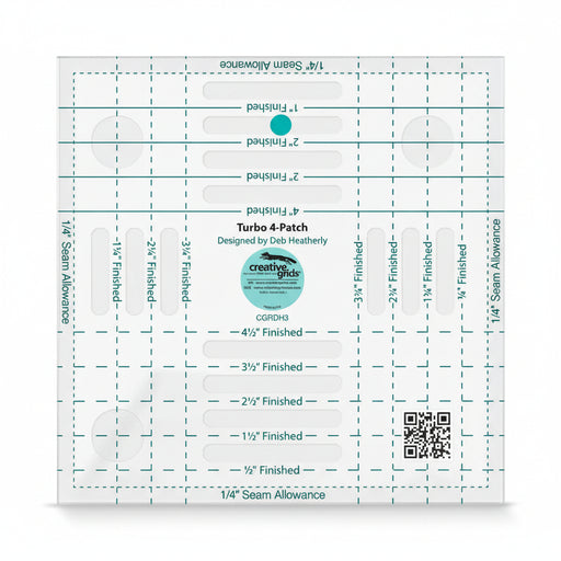 Creative Grids CGRDH3 turbo four patch template quilt ruler displaying clear measurement lines and alignment grids.
