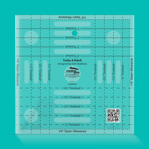 Creative Grids CGRDH3 turbo four patch template quilt ruler displaying clear measurement lines and alignment grids.
