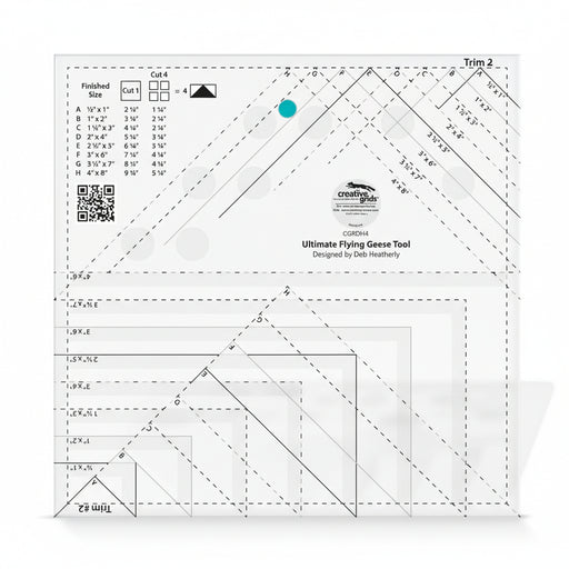 Creative Grids CGRDH4 ultimate flying geese tool quilt ruler displaying clear measurement lines and alignment grids.