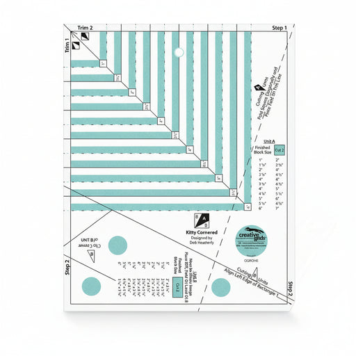 Creative Grids CGRDH5 kitty cornered quilt ruler displaying clear measurement lines and alignment grids.