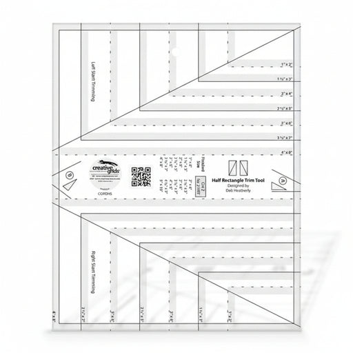 Creative Grids CGRDH6 half rectangle trim tool quilt ruler displaying clear measurement lines and alignment grids.