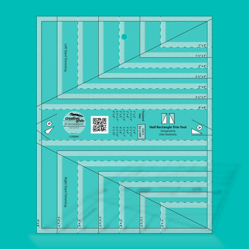 Creative Grids CGRDH6 half rectangle trim tool quilt ruler displaying clear measurement lines and alignment grids.