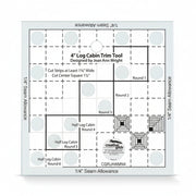 Creative Grids 4-inch Mini Log Cabin Trim Tool CGRJAWMN4 acrylic quilt ruler on a white backdrop.