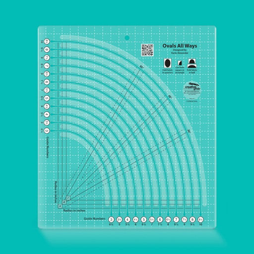 Creative Grids Ovals All Ways acrylic quilt ruler template CGRKAOVAL displayed on a solid white surface.