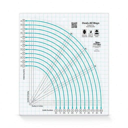 Creative Grids Ovals All Ways acrylic quilt ruler template CGRKAOVAL displayed on a solid white surface.