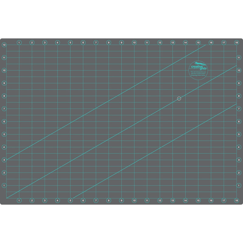 Creative Grids 12 inch by 18 inch double sided self healing rotary cutting mat CGRMAT1218 flat view.
