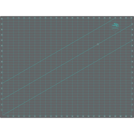 Creative Grids 18 inch by 24 inch double sided self healing rotary cutting mat CGRMAT1824 flat view.