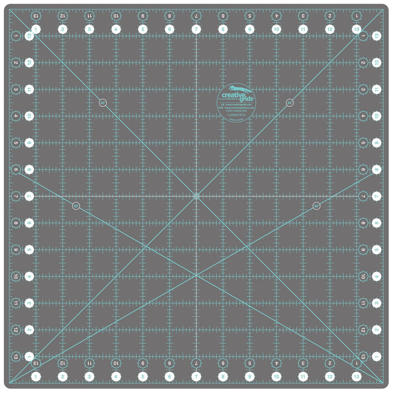 Creative Grids 14 inch by 14 inch self healing rotating rotary cutting mat CGRMATR14 top view.