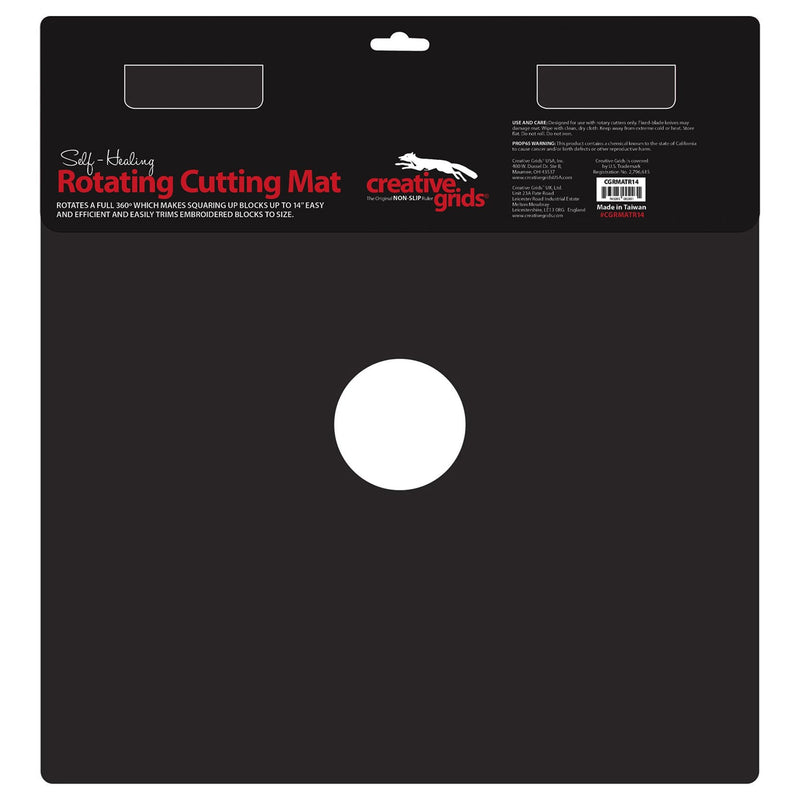 Creative Grids 14 inch by 14 inch self healing rotating rotary cutting mat CGRMATR14 top view.