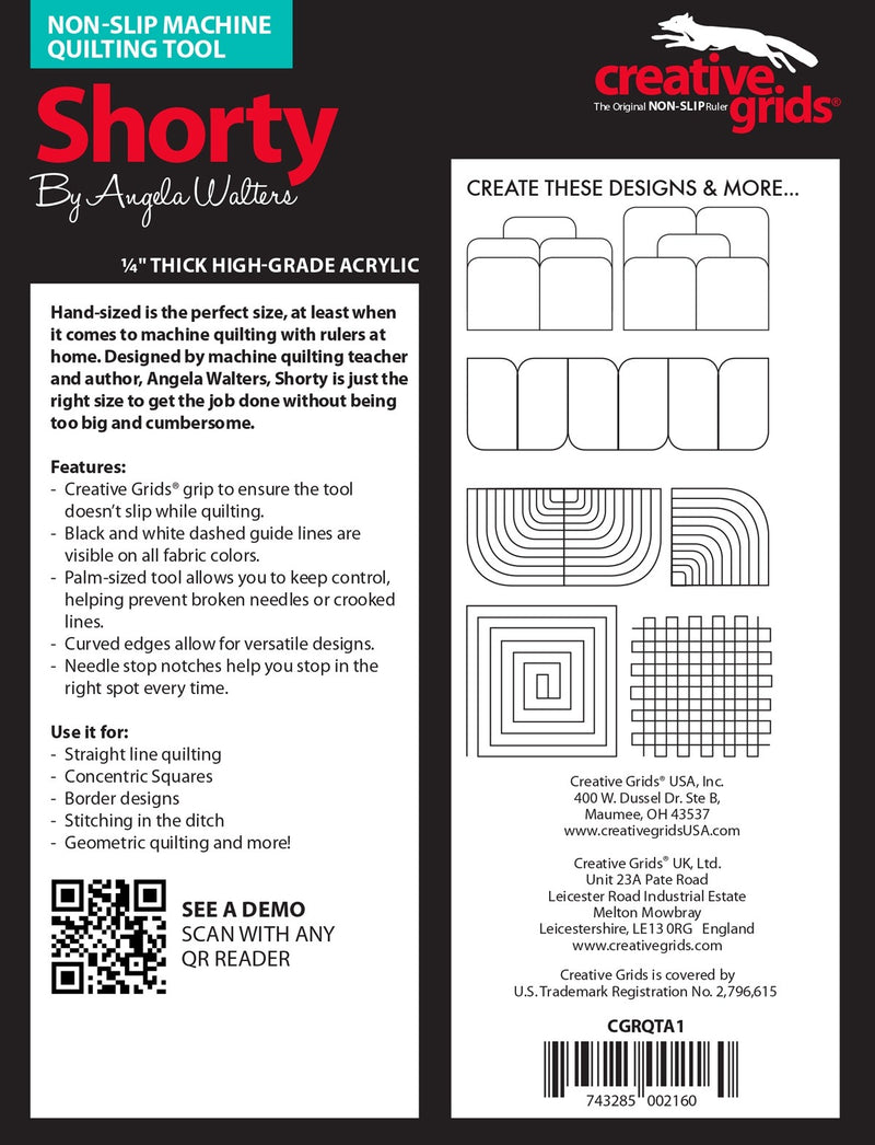 Creative Grids Machine Quilting Tool Shorty by Angela Walters CGRQTA1