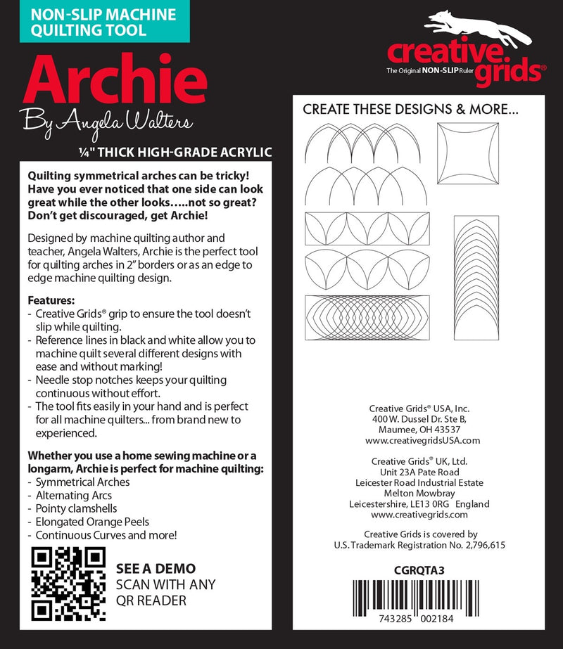 Creative Grids Machine Quilting Tool Archie by Angela Walters CGRQTA3