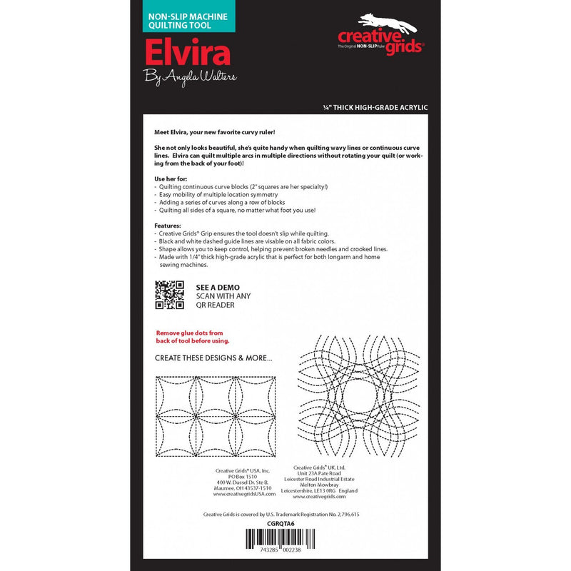 Creative Grids Machine Quilting Tool Elvira by Angela Walters CGRQTA6