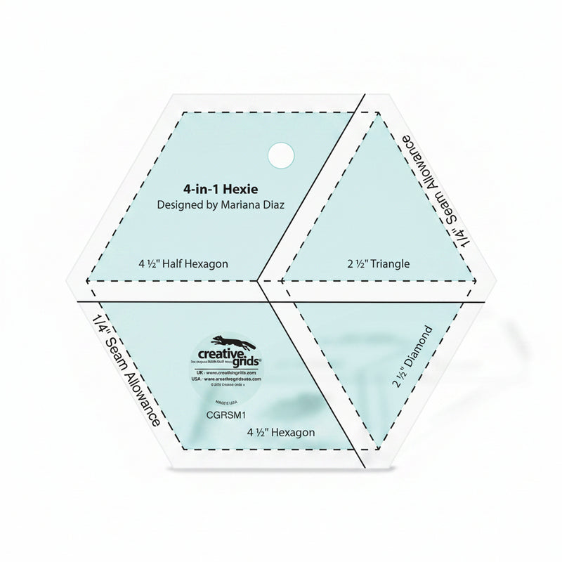 Creative Grids Quilt Ruler 4-in-1 Hexie by Mariana Diaz CGRSM1