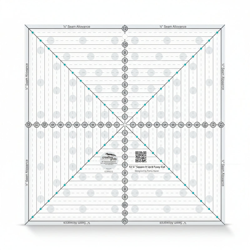 Creative Grids Quilt Ruler 12-1/2 inch Square It Up or Fussy Cut Square CGRSQ12