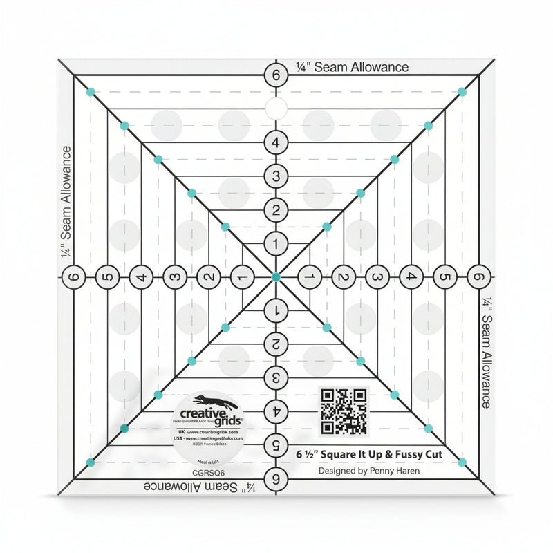 Creative Grids 6-1/2 inch Square It Up Quilt Ruler CGRSQ6
