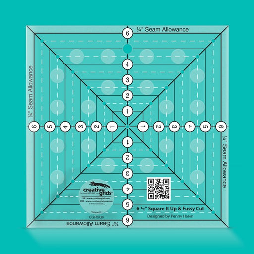 Creative Grids 6-1/2 inch Square It Up Quilt Ruler CGRSQ6