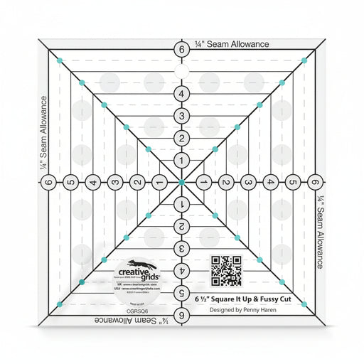 Creative Grids 6-1/2 inch Square It Up Quilt Ruler CGRSQ6