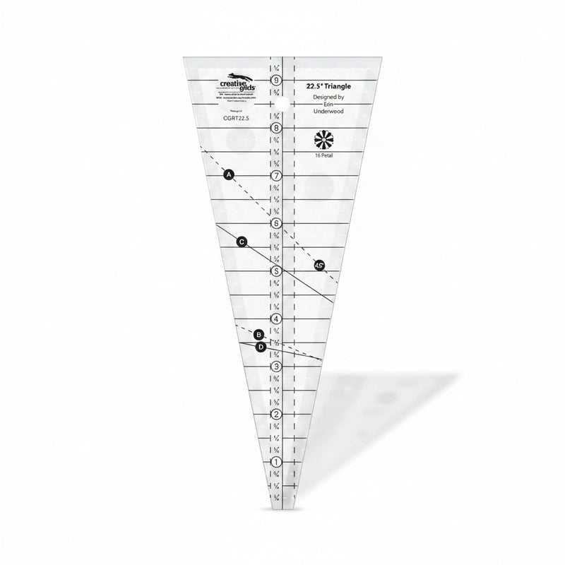 Creative Grids 22-1/2 Degree Wedge Triangle Quilt Ruler CGRT225
