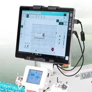 Janome Quilt Maker Pro-Stitcher 20 tablet interface securely mounted to the front of the longarm machine.