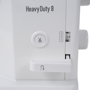Janome reference photo: HD8 Heavy Duty 8 badge and thread cutter button