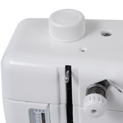 Janome reference photo: HD8 presser-foot pressure dial and thread tension dial