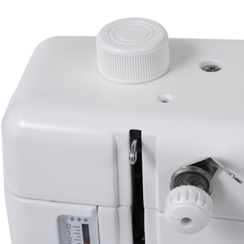 Janome reference photo: HD8 presser-foot pressure dial and thread tension dial