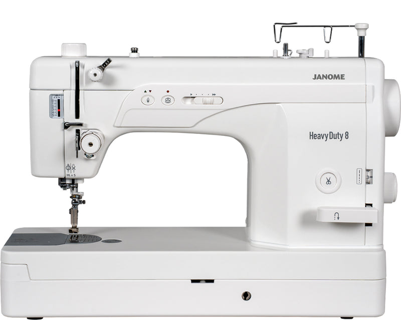 Janome reference photo: HD8 straight stitch machine, front view