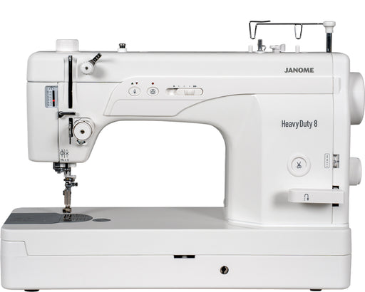 Janome reference photo: HD8 straight stitch machine, front view