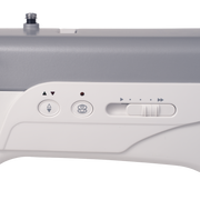 Janome reference photo: HD9 V3 Professional needle up/down and thread cutter buttons with speed control slider