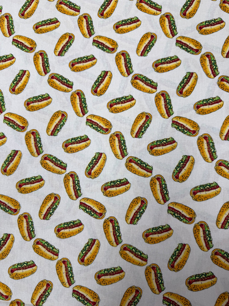 Hot Dogs Tossed Quilting Fabric | 8-Yard Continuous Cut