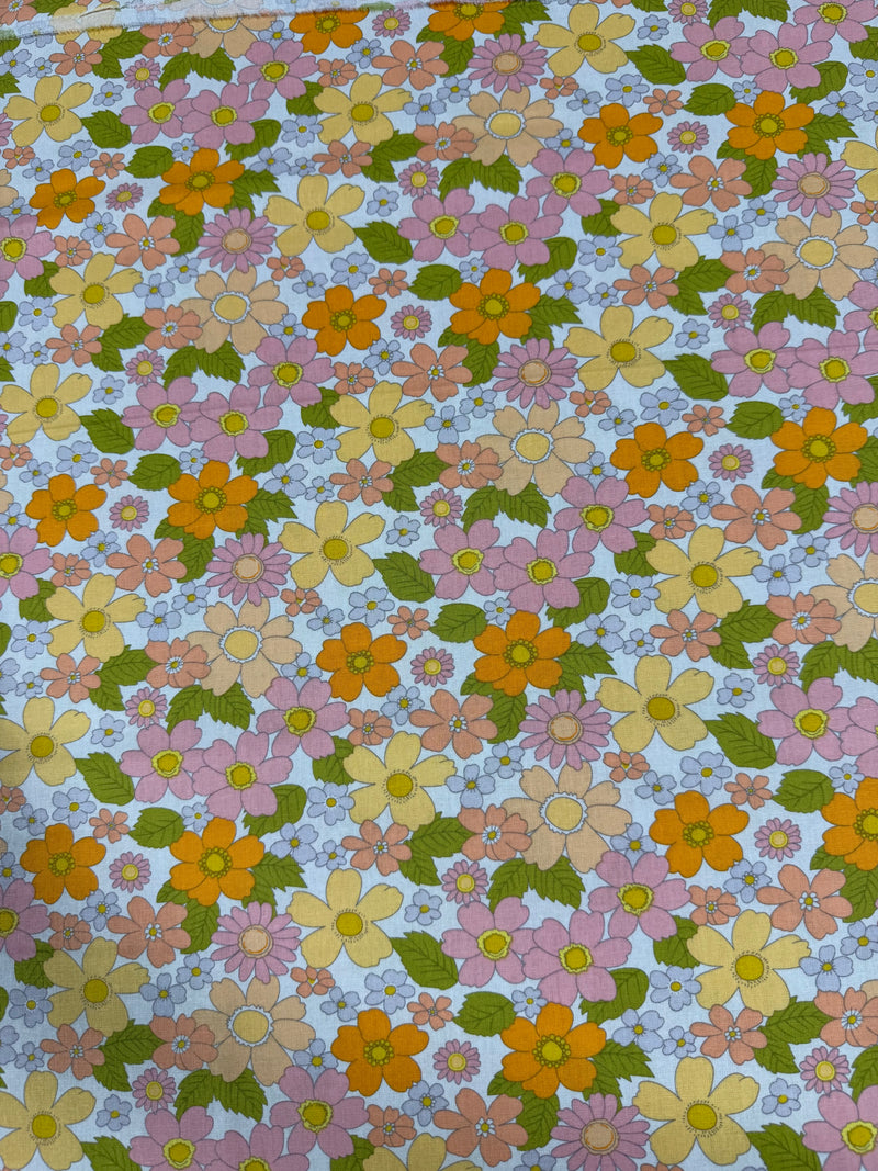 Vintage Orange Floral Quilting Fabric | 8-Yard Continuous Cut