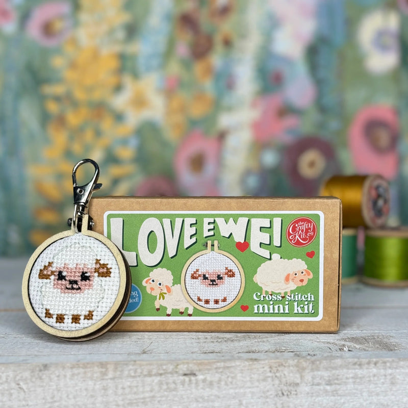 The Crafty Kit Company Love Ewe Mini Matchbox Cross Stitch Kit packaging