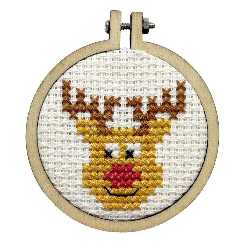 The Crafty Kit Company Leading The Sleigh The Rudolph Way Mini Matchbox Christmas Cross Stitch Kit