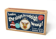 The Crafty Kit Company Leading The Sleigh The Rudolph Way Mini Matchbox Christmas Cross Stitch Kit