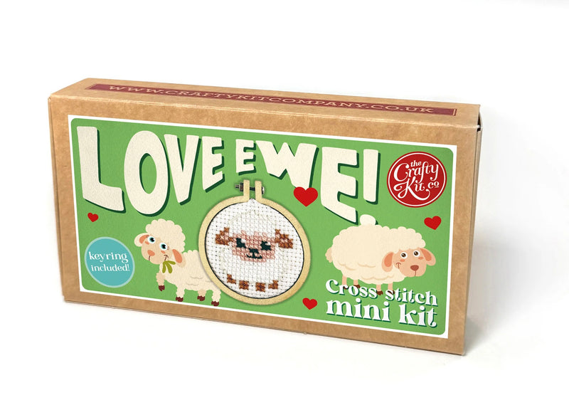 The Crafty Kit Company Love Ewe Mini Matchbox Cross Stitch Kit packaging
