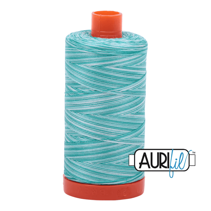 Aurifil 50wt Cotton Thread 1422yd - 50wt Cotton Mako Variegated Thread - Turquoise Foam - A1150 - 4654