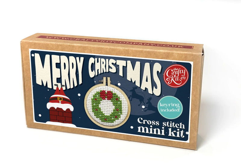 The Crafty Kit Company Merry Christmas Mini Matchbox Christmas Cross Stitch Kit & Keyring