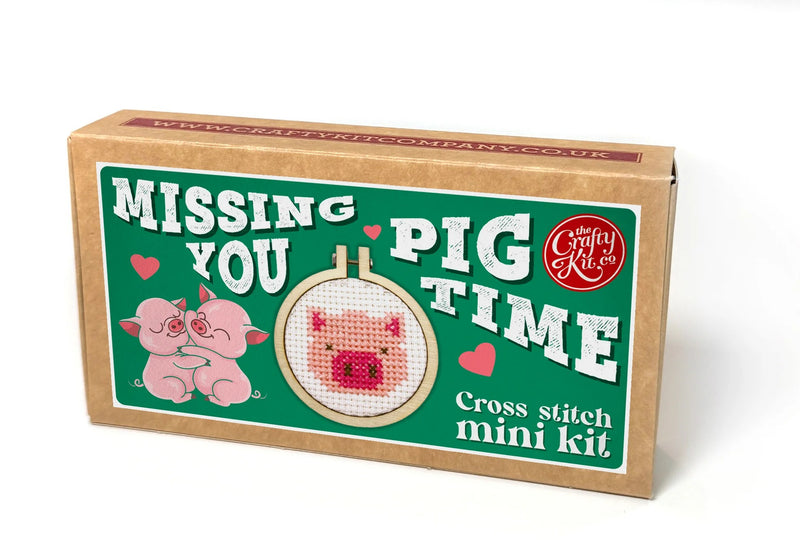 The Crafty Kit Company Missing You Pig Time Mini Matchbox Cross Stitch Kit