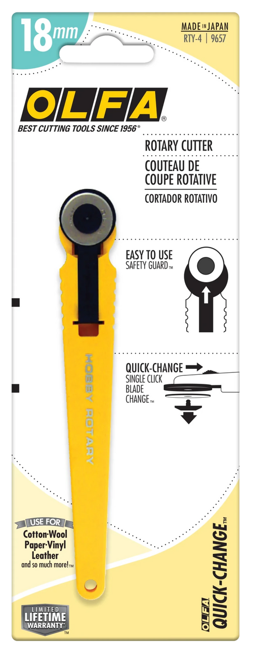 OLFA 18mm Rotary Cutter - RTY - 4 | Olfa Rotary Cutter for Fabric & Quilting