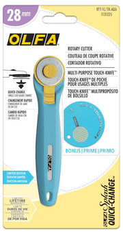 OLFA 28mm Rotary Cutter - Aqua - 1131225 | Olfa Rotary Cutter for Fabric & Quilting
