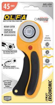 OLFA 45mm Ergonomic Rotary Cutter - RTY - 2/DX | Olfa Rotary Cutter for Fabric & Quilting