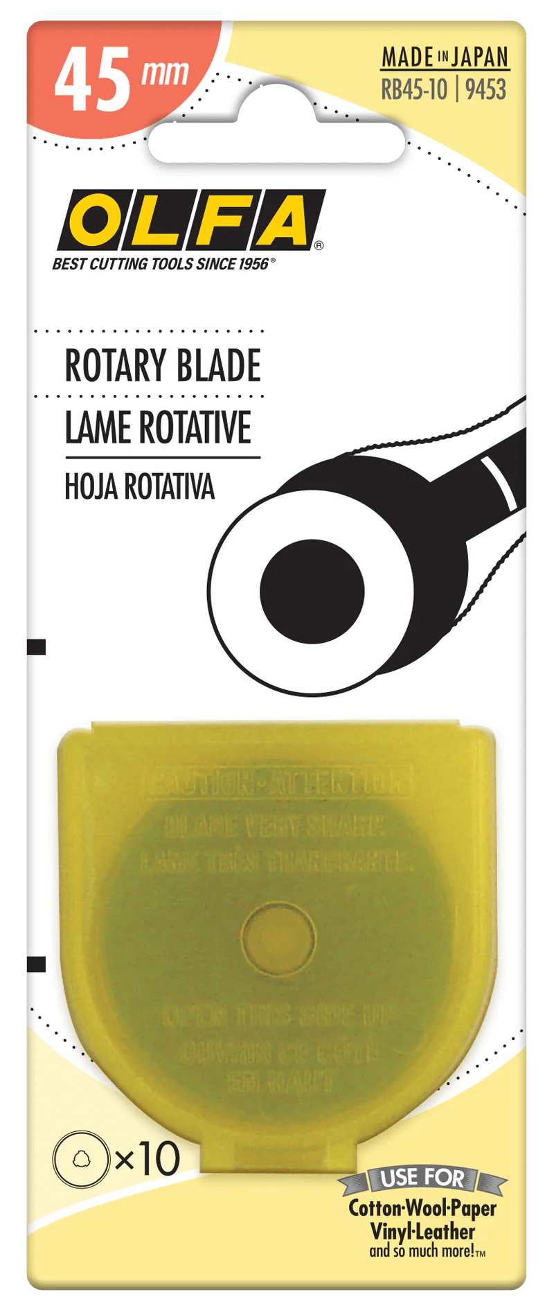 OLFA 45mm Replacement Rotary Blade - 10 Pack - RB45 - 10 | Olfa Rotary Cutter for Fabric & Quilting