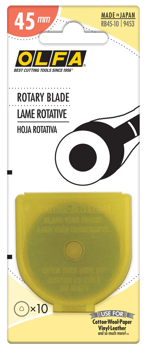 OLFA 45mm Replacement Rotary Blade - 10 Pack - RB45 - 10 | Olfa Rotary Cutter for Fabric & Quilting